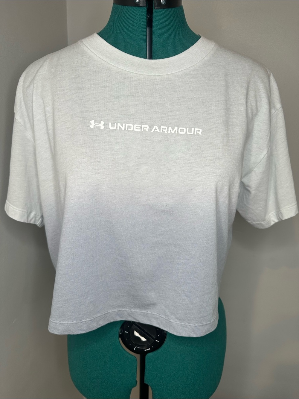 Under Armour White to Light Gray Ombre Crop Top